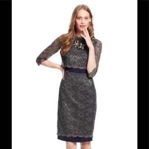 Boden luxury gray lace three quarter sleeve dress